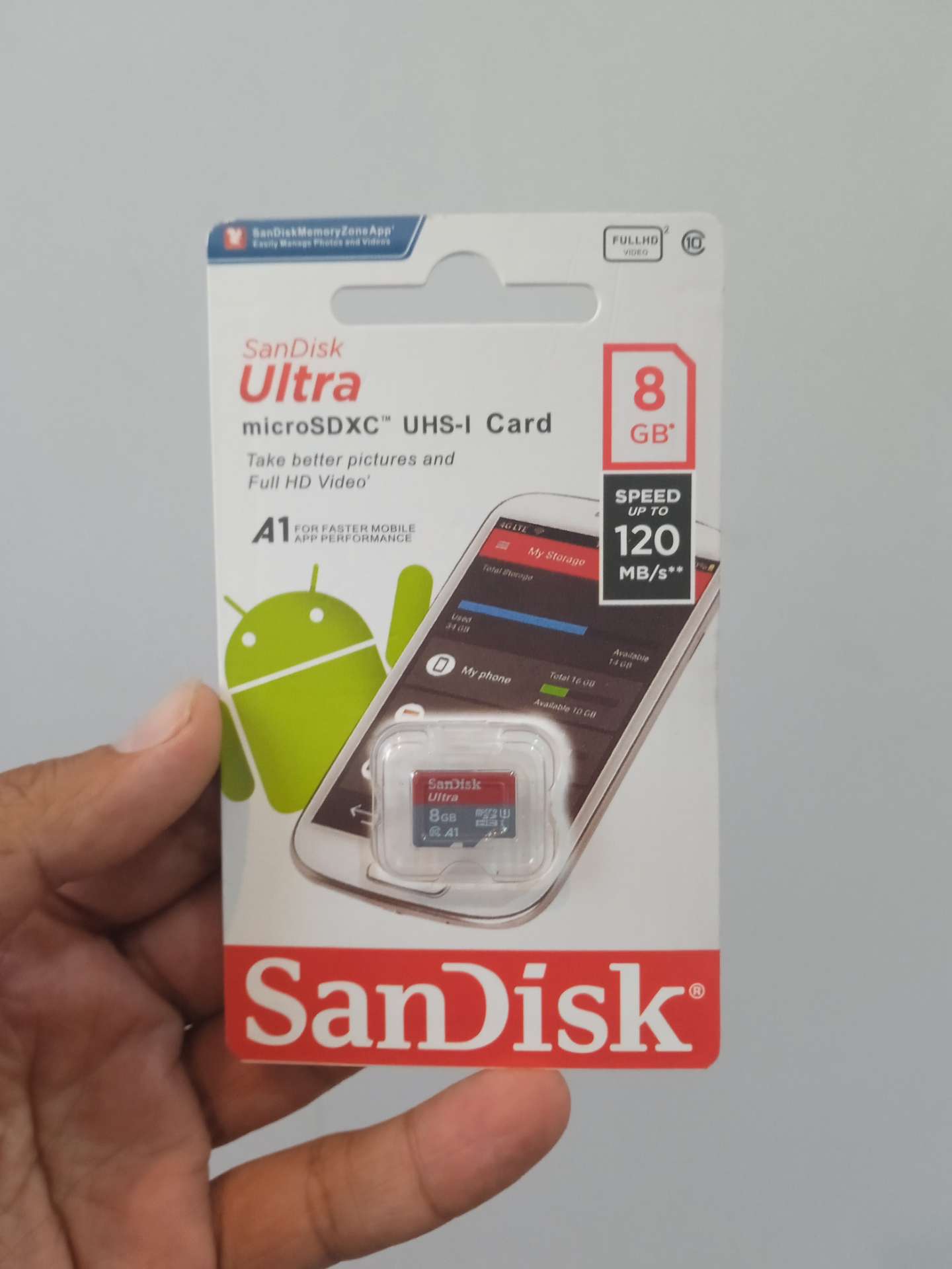 کارت حافظه (رم) میکرو اس دی 8 گیگ سن دیسک ا   SanDisk 8GB microSDHC UHS-I Class 10  120MB
